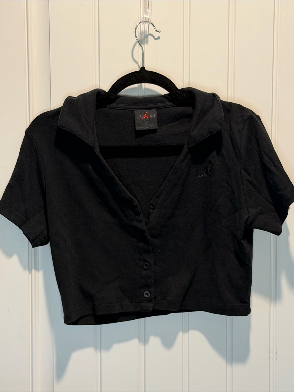 Jordan Black Cropped Button Up Polo